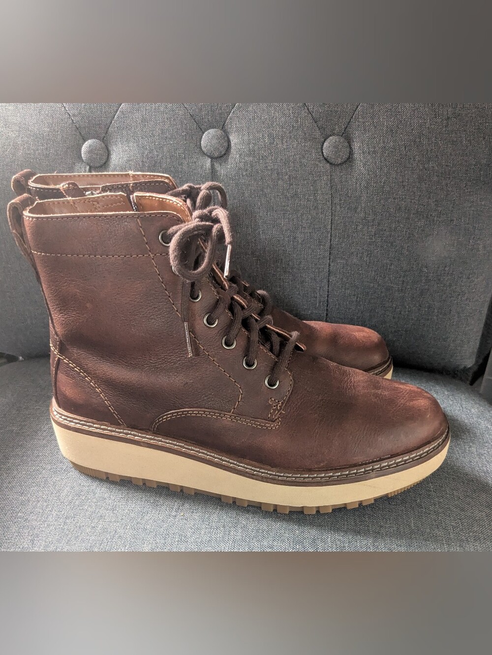 Women's Brown Leather Lace-Up Work Boots